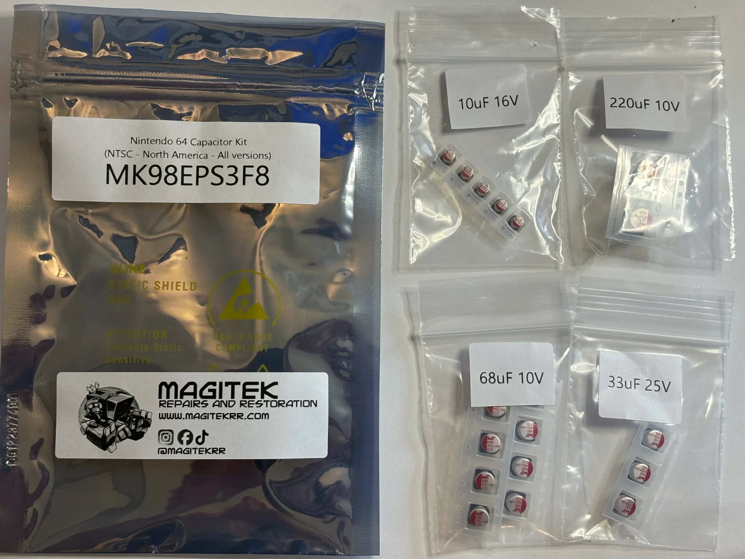 Capacitor Kit for Nintendo 64 (NTSC - North America - All versions) Capacitor Kit for Nintendo 64 (NTSC - North America - All versions)